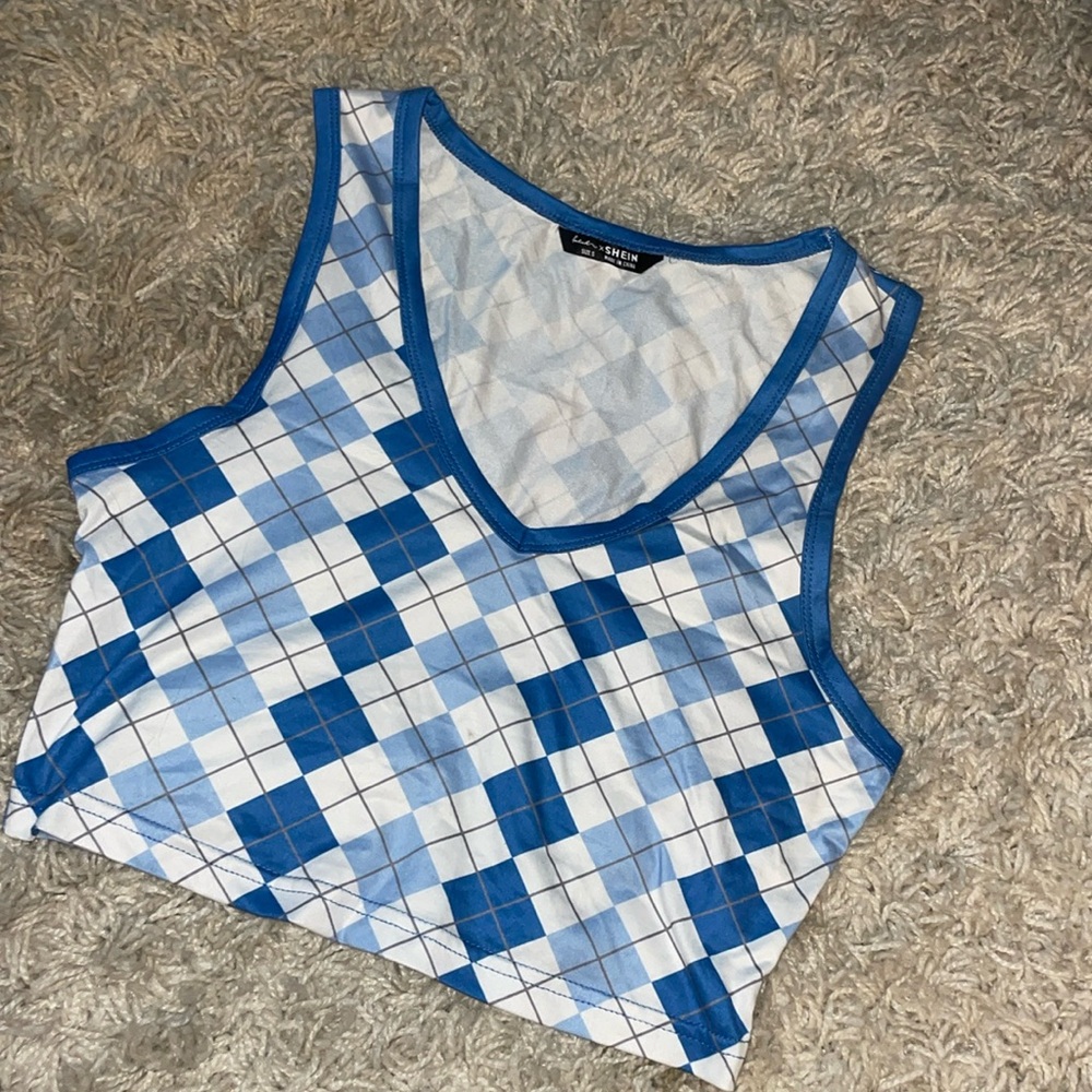 argyl print cropped tank top
